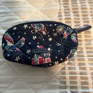 Vera Bradley Navy Quilted Pouch with Festive Design